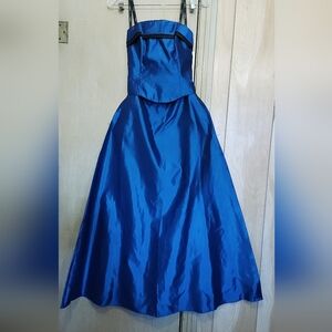 NWT Roberta 2 PC Maxi Dress Women Size 5/6 Metalic Teal Blue Prom Wedding